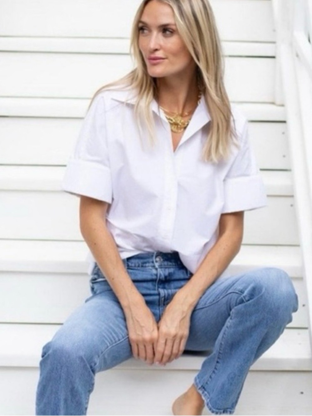 Julia Amory Antibes White Shirt Size M
